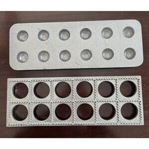 BERARDUCCI Ravioli Form Set 501 502 1 dozen Square Excellent Vintage Cast Mold